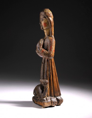 The Virgin Crushing the Devil - Hispanic artist of the 13th century - Sculpture Style Middle age